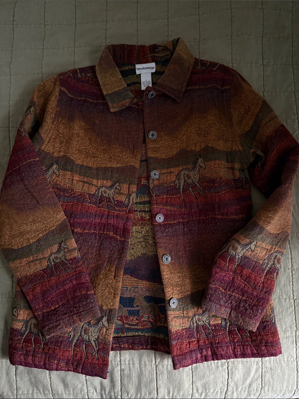 LIKE NEW Breckenridge tapestry jacket in horse print